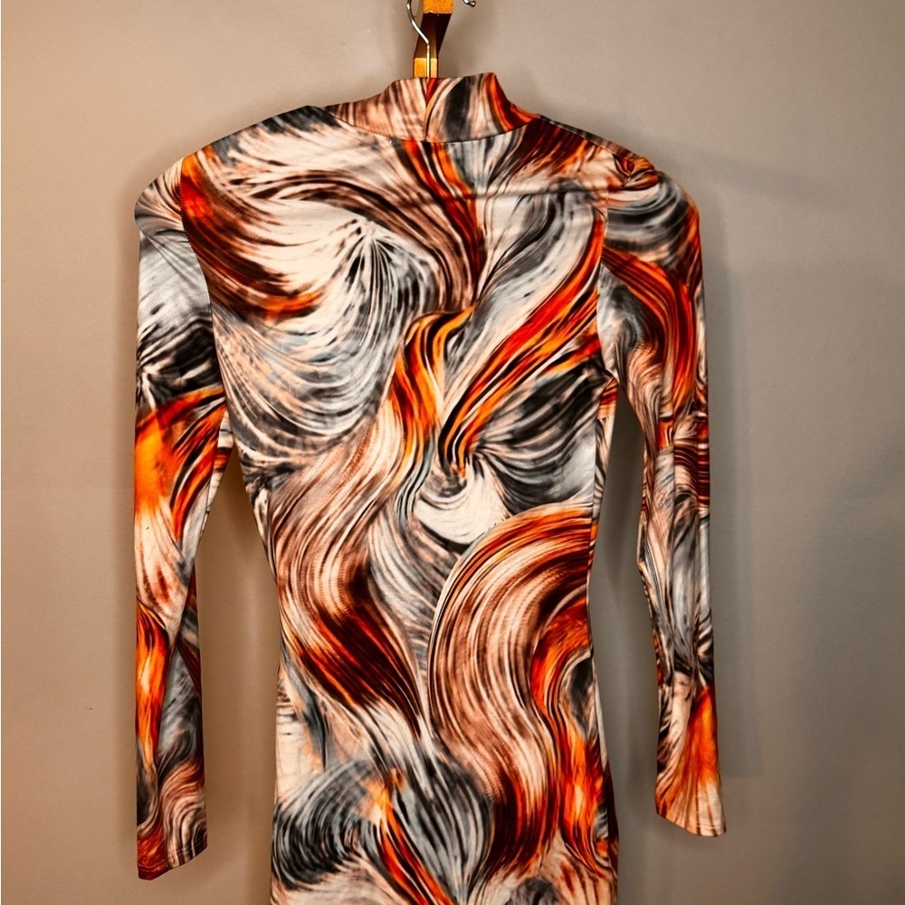 Pastel Swirl Pattern Long Sleeve Dress - Picture 4 of 14